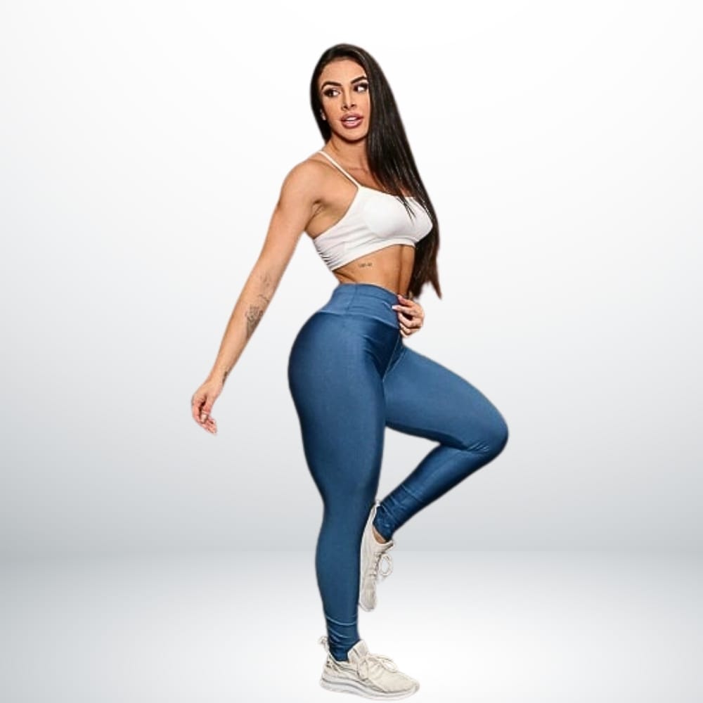 Calça Legging De Academia Cintura alta (AZUL)